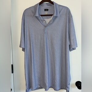 Greg Norman Collection Men's Golf Blue & White Shirt Bird Pattern